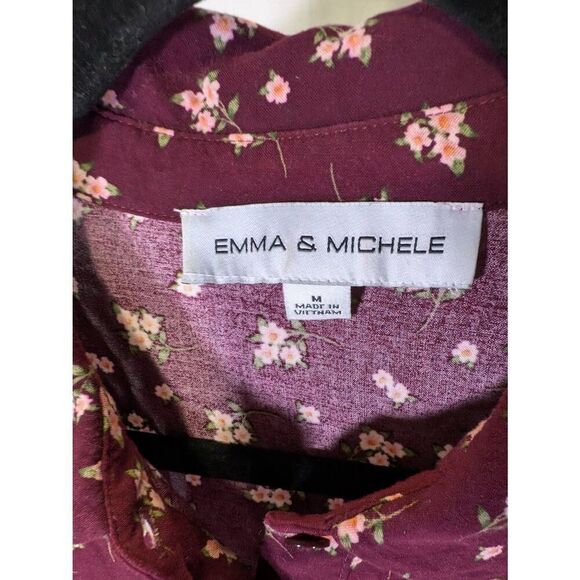 Emma & Michele Burgundy /Floral 1/2 Button Sleeveless Maxi Dress Women's Size M - Picture 3 of 5